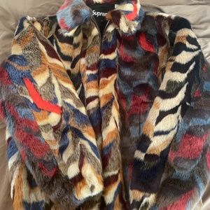 Supreme multicolor faux fur bomber jacket